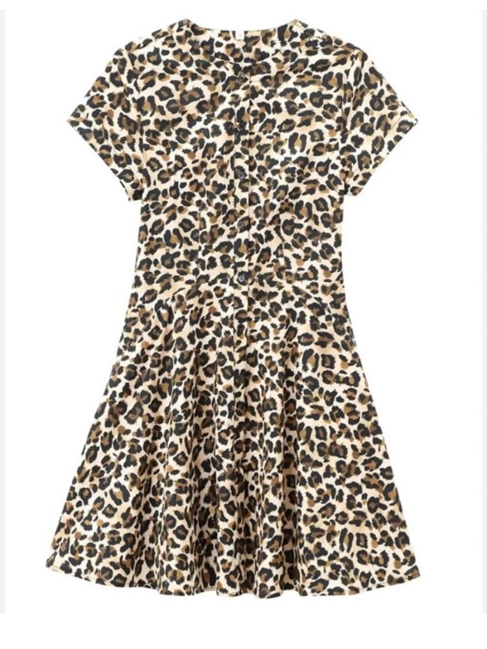 Zara Leopard Print Mini Dress - Beige and Black. sz L, fits like M. no stretch